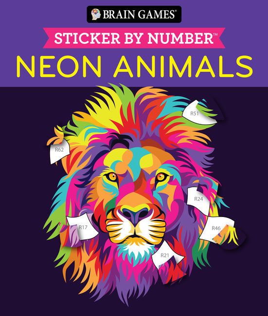 Brain Games - Sticker by Number: Neon Animals (28 Images to Sticker)